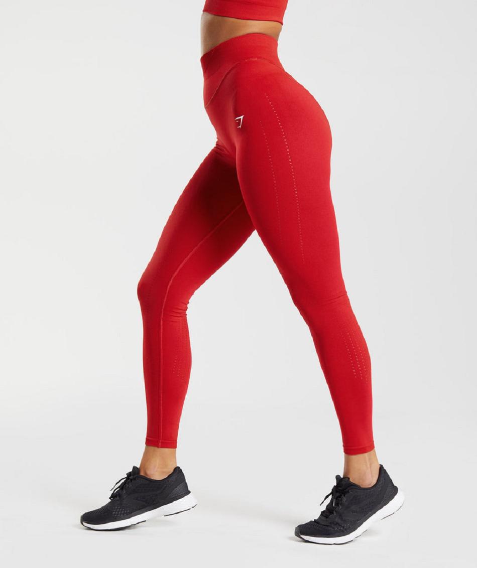 Gymshark Sweat Seamless Sculpt Ženske Tajice Crvene | HR 4010ZUT